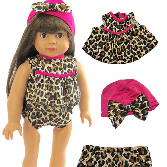 Leopard Print 3PC Swimsuit for AG Dolls - Picture 1 of 2